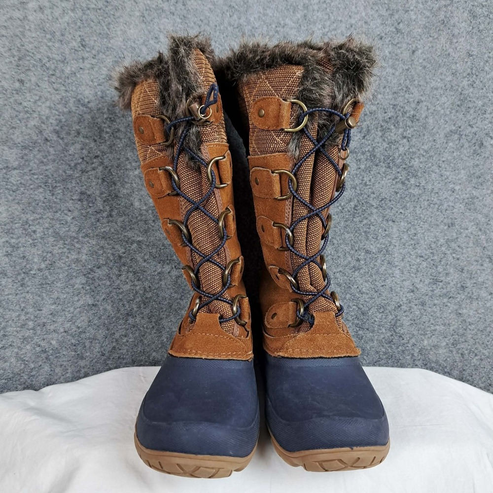 Khombu Womens Winter Boots Size 6 Brown Faux Lined Waterproof Lace up Snow Boots